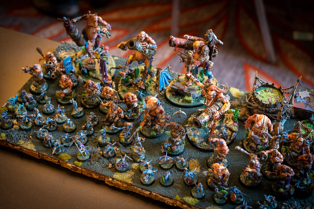Nicely painted Ogre army at Everwinter hobby classes near me at wicked dicey events